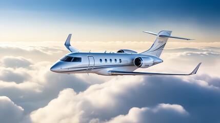 Executive Private Jet Soaring High in the Blue Sky - AI Generated