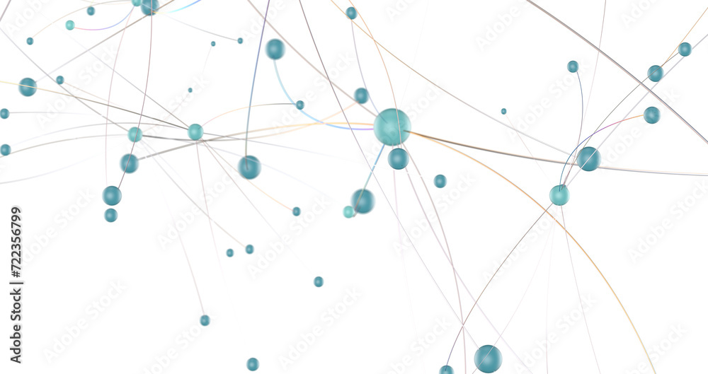 Leinwandbilder Futuristic geometric double data flow background with connecting dots and lines. Abstract digital