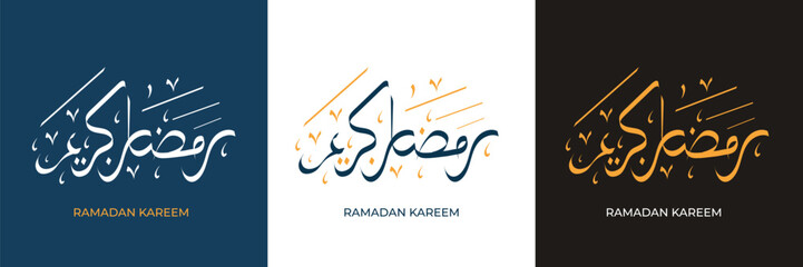 Islamic greeting card set template with ramadan kareem calligraphy. poster. flyer. holidays - obrazy, fototapety, plakaty