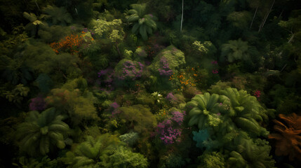 Tropical Canopy Richness: Aerial View of a Lush Rainforest AI-Generative