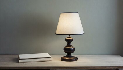 lamp on the table, 3D living room, Classic Simplicity Mockup with Wooden Table lamp 
