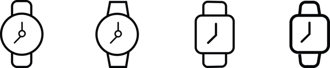Obraz premium Wristwatch line icon set. Smartwatch icon. Hand watch symbol. Wristwatch line vector. Smart watch. Editable stroke. Stock vector, Isolated outline icon wristwatch. watch vintage luxury design vector.