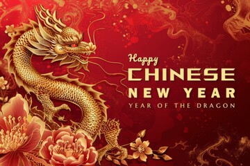 Chinese New Year Poster Background, Year Of The Dragon