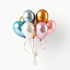 Multi color metallic balloons isolated on white background, Inflatable air flying balloon