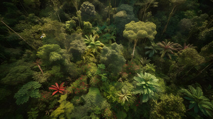 Tropical Canopy Richness: Aerial View of a Lush Rainforest AI-Generative