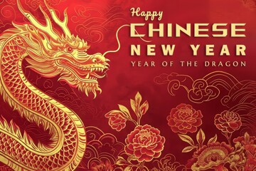 Chinese New Year Poster Background, Year Of The Dragon