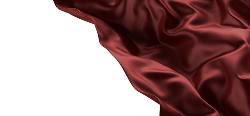 Red ribbon silk cloth fly cloth floating fabric background, 3d rendering