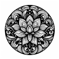 Black and White Ornament beautiful new mandala design with a white background