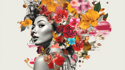 Naklejka premium graffiti on the street collage style design incorporating vintage wallpaper