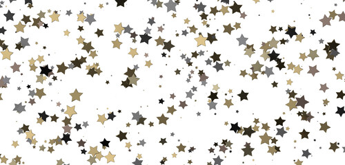 Stars - Holiday golden decoration, glitter frame isolated -