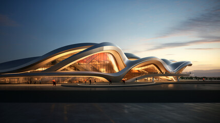 futuristic airport terminal architecture
