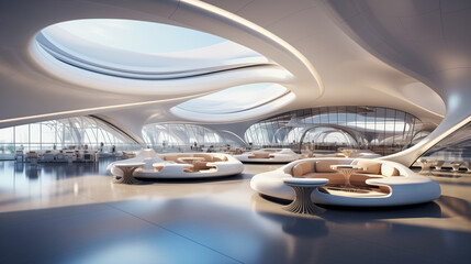 Obraz premium futuristic airport terminal architecture futuristic building design