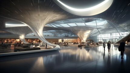 futuristic airport terminal architecture