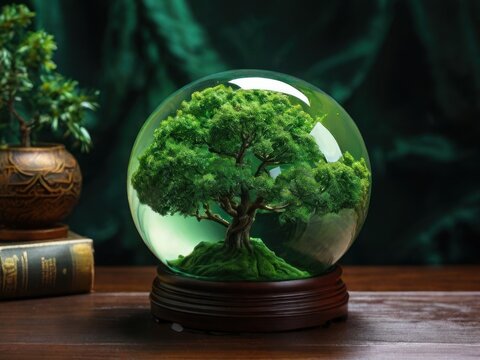 tree in the glass globe structure 