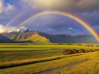 rainbow effect over field in clean environment 