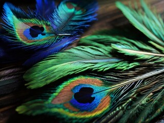 peafowls on wooden floor