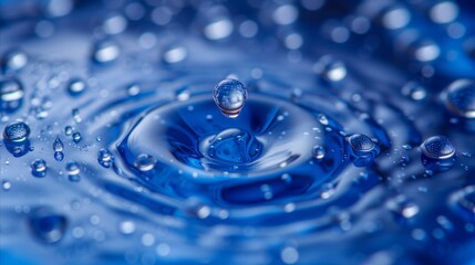 Close Up of a Vibrant Blue Water Droplet