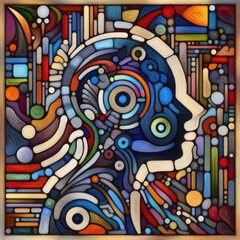 Obraz premium felt art patchwork, A powerful artificial intelligence technology in the world and AI brains working for humans daily work faster