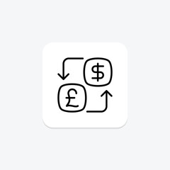Money Conversion icon, currency, exchange, finance, currency conversion line icon, editable vector icon, pixel perfect, illustrator ai file