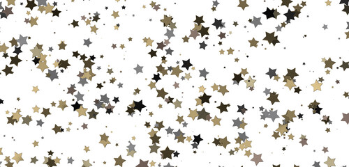 Stars - Holiday golden decoration, glitter frame isolated -