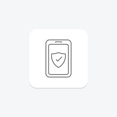 Mobile Security icon, smartphone, security, mobile, phone security thinline icon, editable vector icon, pixel perfect, illustrator ai file