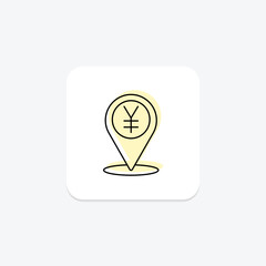 Finance Location icon, business, pin, map, financial center color shadow thinline icon, editable vector icon, pixel perfect, illustrator ai file