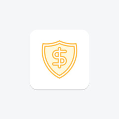 Money Protection icon, financial, security, shield, finance duotone line icon, editable vector icon, pixel perfect, illustrator ai file