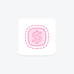 Dollar money icon, currency, finance, money, dollar sign duotone line icon, editable vector icon, pixel perfect, illustrator ai file
