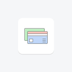Credit Card icon, payment, finance, credit, money lineal color icon, editable vector icon, pixel perfect, illustrator ai file