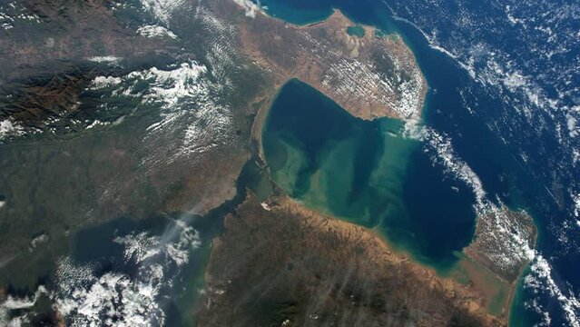 Venezuela gulf satellite view aerial animation based on image by Nasa