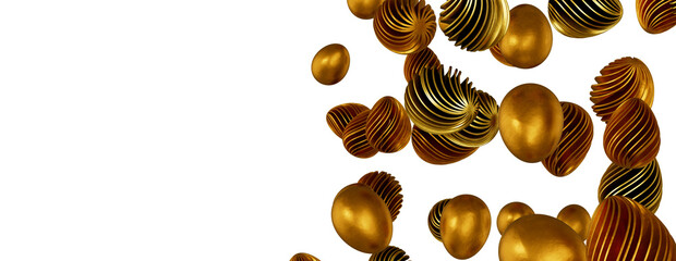 Luxury golden easter eggs isolated