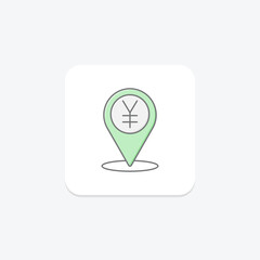Finance Location icon, business, pin, map, financial center lineal color icon, editable vector icon, pixel perfect, illustrator ai file