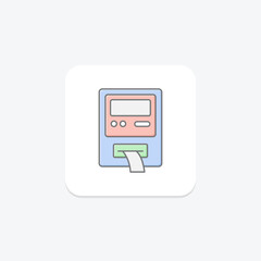 Atm Machine icon, cash, finance, banking, automated teller machine lineal color icon, editable vector icon, pixel perfect, illustrator ai file