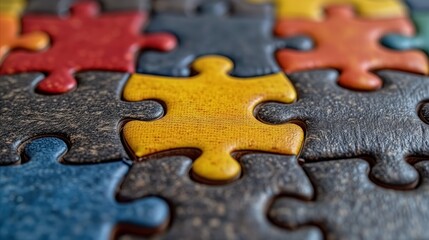 Close-up of a Single Puzzle Piece With Interlocking Pattern
