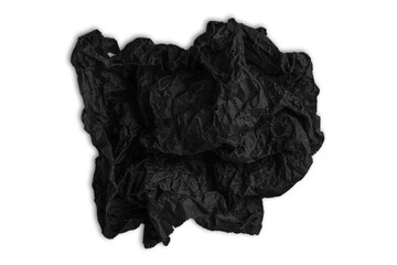 Torn crumpled black paper. ball of paper. paper ball on a clean background