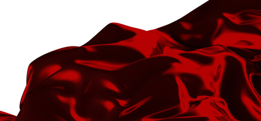 red wave silk satin fabric on white background for grand opening ceremony other occasion - obrazy, fototapety, plakaty