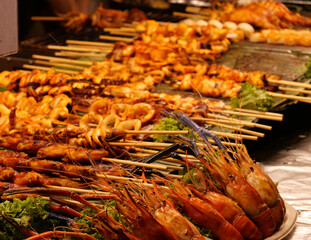 Asian food to eat with a background of vibrant colors