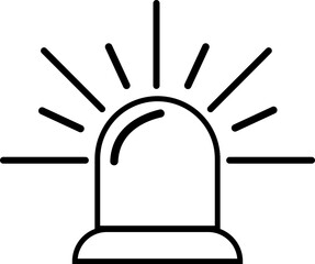 Emergency siren of ambulance or police, simple icon. Black icon with editable stroke isolated on transparent background, Warning Alarm Light and Siren Flat Design Vector Design. security attention.
