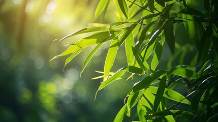 Obraz na płótnie Canvas Nature of green leaf bamboo in garden at summer. Natural green leaves plants using as spring background cover page greenery environment ecology wallpaper