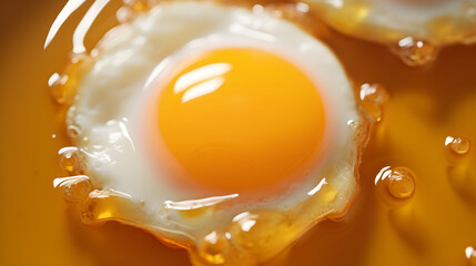 Close-up Perspective of Freshly Cracked Egg Yolks: A Vibrant Display of Textures and Colors
