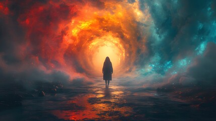 Surreal Portal of Fire and Ice - obrazy, fototapety, plakaty