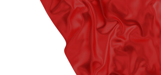 red wave silk satin fabric on white background for grand opening ceremony other occasion