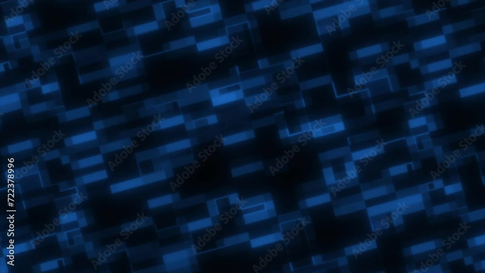 Poster abstract blue background with squares hacking and technology screen rotating animation background