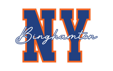 University, New York typography, t-shirt graphics. Vector Vector Binghamton typography
