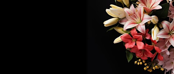 mockup of flower bouquet ,black background, indicating releationship love and valentines day