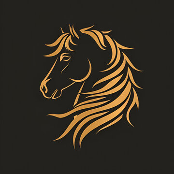 A logo illustration of a horse on brown background. Created with generative AI.