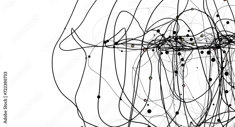 Poster Futuristic geometric double data flow background with connecting dots and lines. Abstract digital