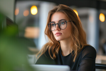 Fototapeta premium Beautiful business woman at workplace 