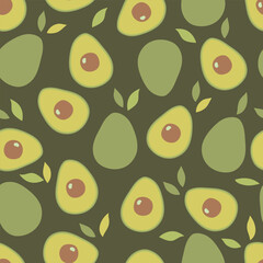 Avocado seamless pattern. Fruits background. Vector illustration. It can be used for wallpapers, wrapping, cards, patterns for clothes and other.