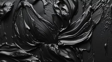 Fotobehang abstract black acryl texture background, gradient, monochrome, wallpaper, modern wall, design © Natalya
